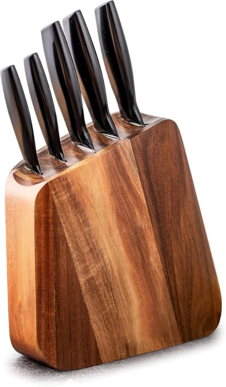 Bright .Stone Magnetic Kitchen Knife Set with Wooden Base - Stylish and Practical Design
